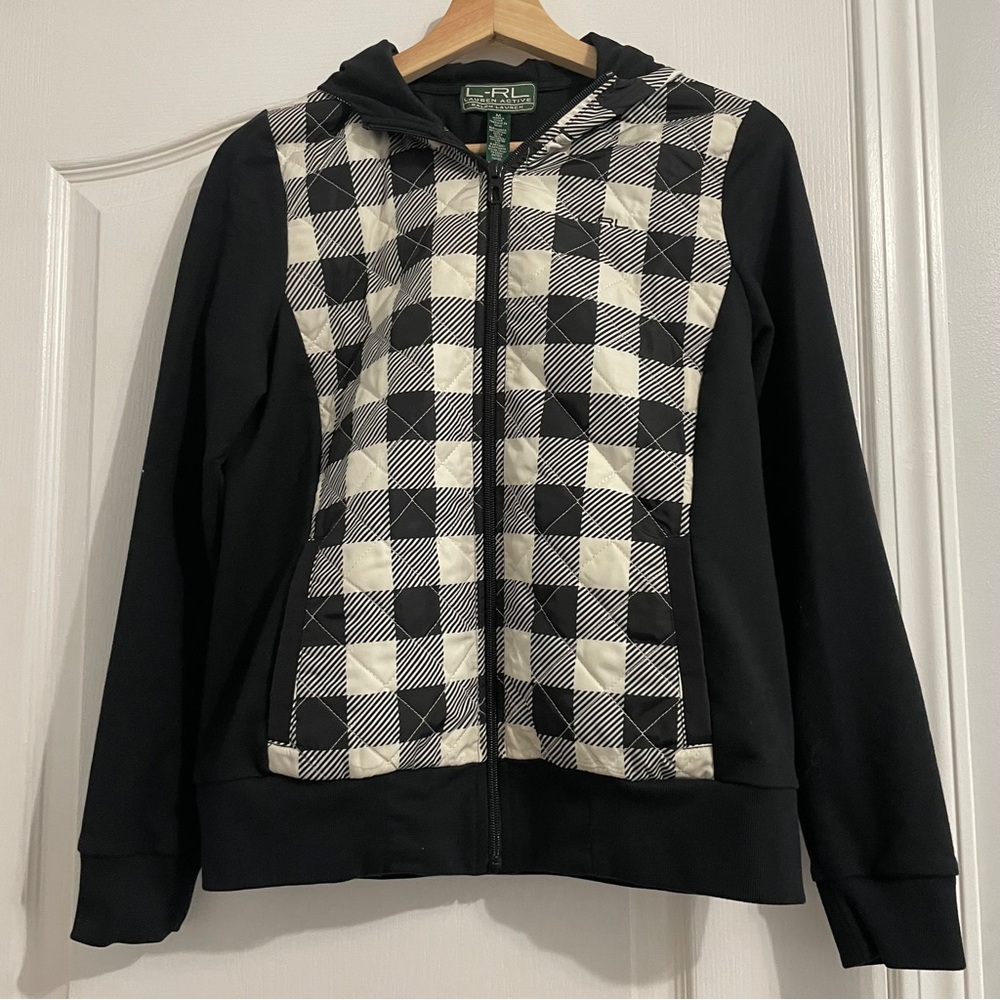 Ralph Lauren - Lauren Active Black and White Checkered Hoodie Medium
